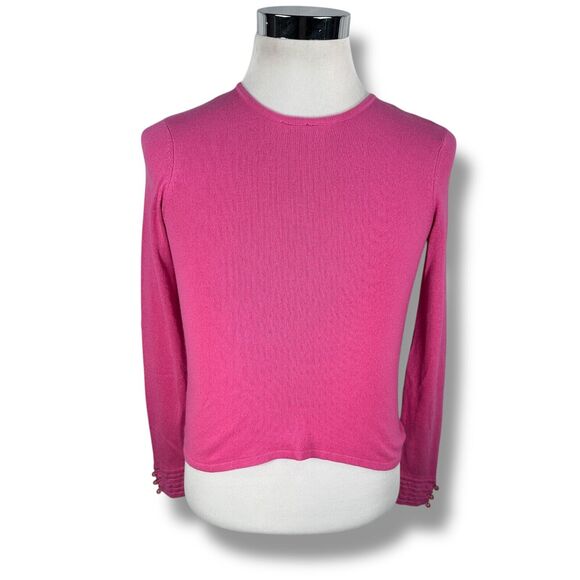 Carlisle Sweater Women Small Pink Silk Cashmere Crew Neck Pullover Long Sleeve - Picture 1 of 11